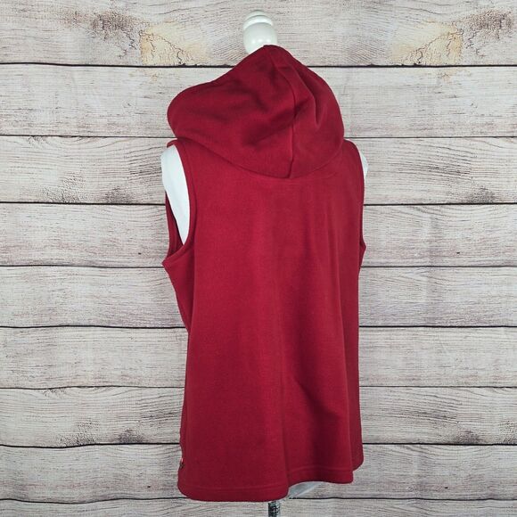 Christopher & Banks Vintage Christmas Hooded Fleece Vest Embroidered Medium - Picture 3 of 8